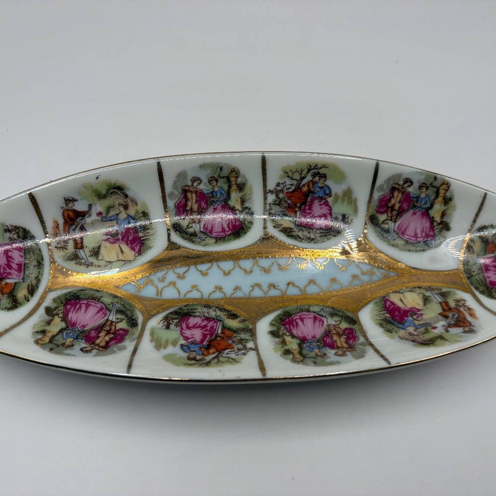 Vintage Victorian Courting Couple Trinket Dish Made in Japan 11/102N